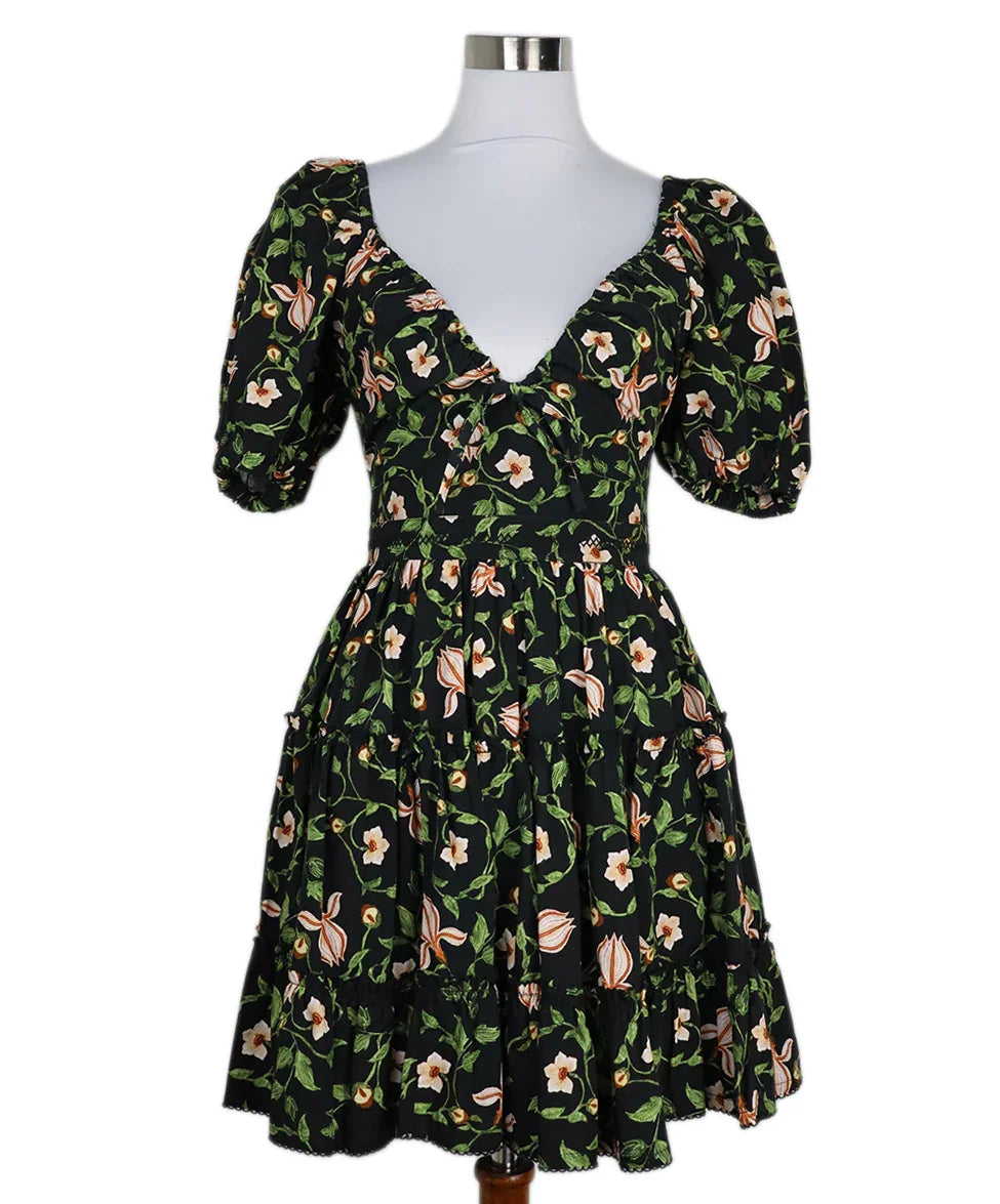 agua bendita black dress Agua Bendita Black & Multi Floral Print Dress sz 2