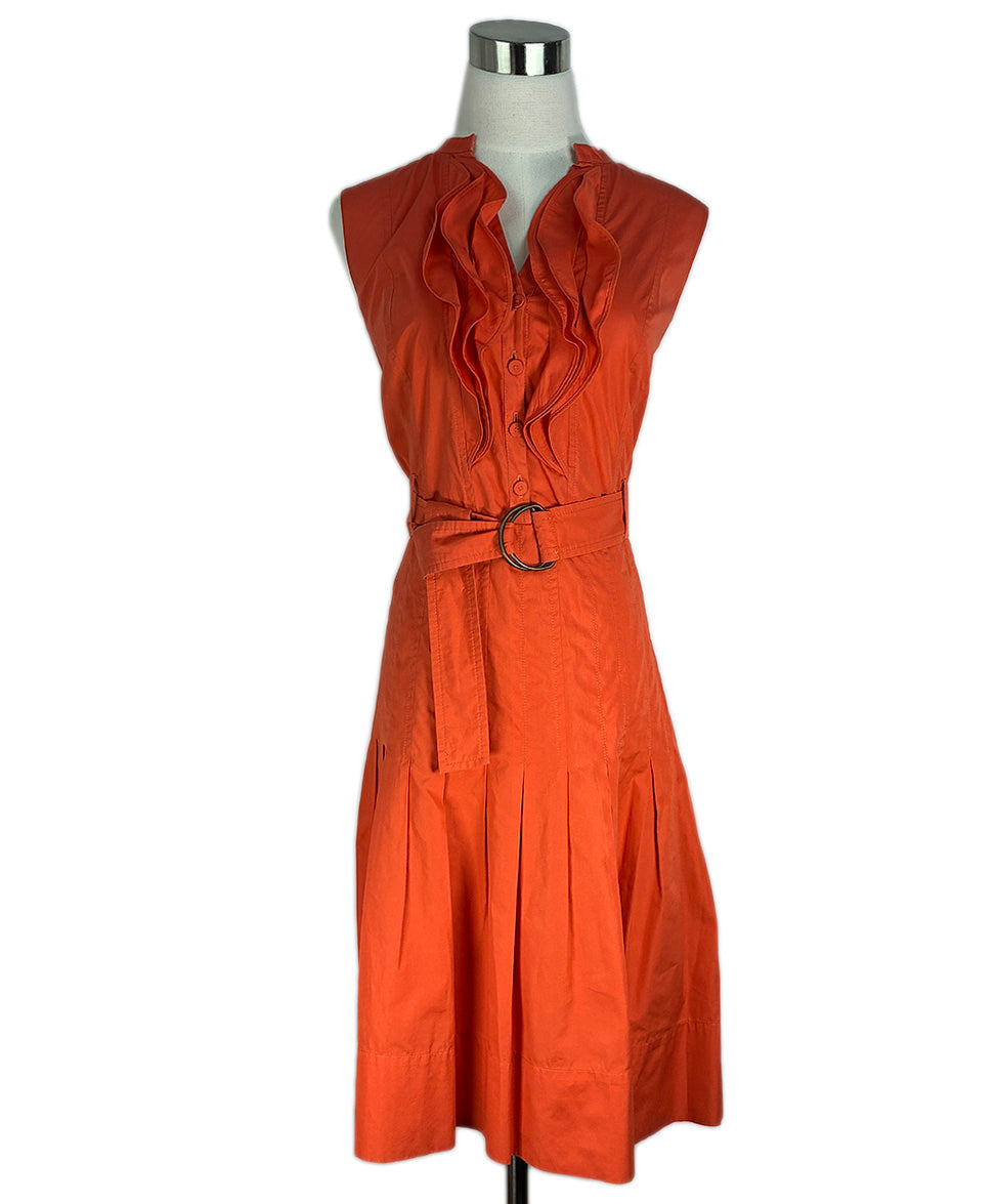 Akris Punto Orange Cotton W/Belt Dress sz 10 l Michael's Luxury Consignment   Michael's Consignment NYC