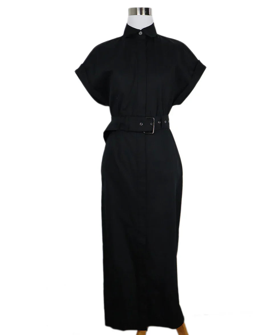 Christian Dior Black Cotton Button Up Dress sz 2 Christian Dior Black Cotton Button Up Dress sz 2