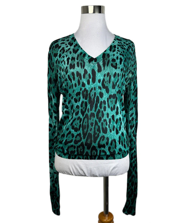 Dolce & Gabbana Green and Black Leopard Silk Sweater Sz 4 l Michael's  Luxury Consignment – Michael's Consignment NYC