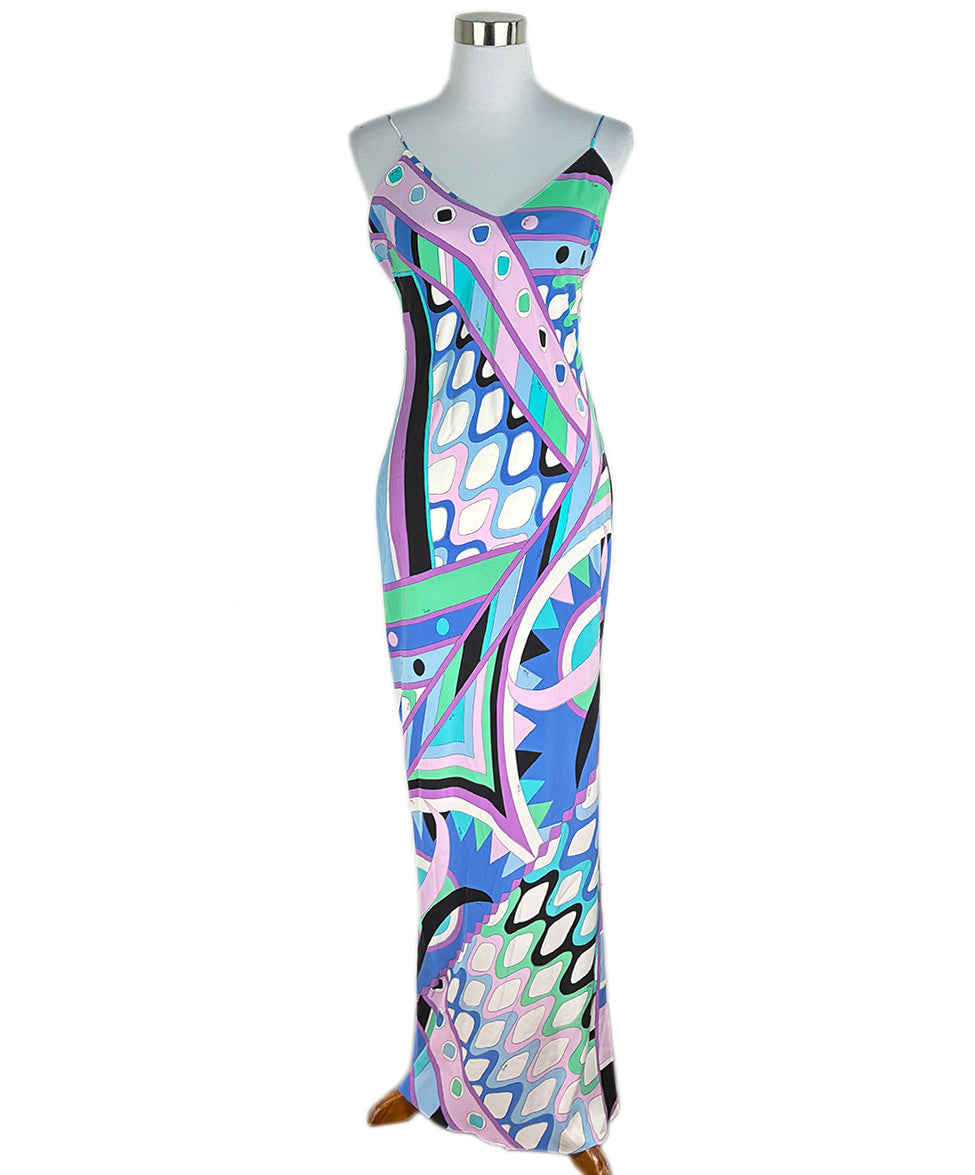 Emilio Pucci Multi Print Silk Dress sz 10 l Michael's Luxury Consignment   Michael's Consignment NYC
