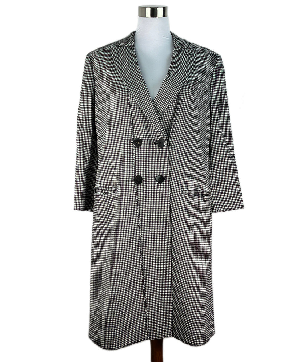 Giorgio Armani B&W Check Wool Silk Coat Sz 10 l Michael's Luxury