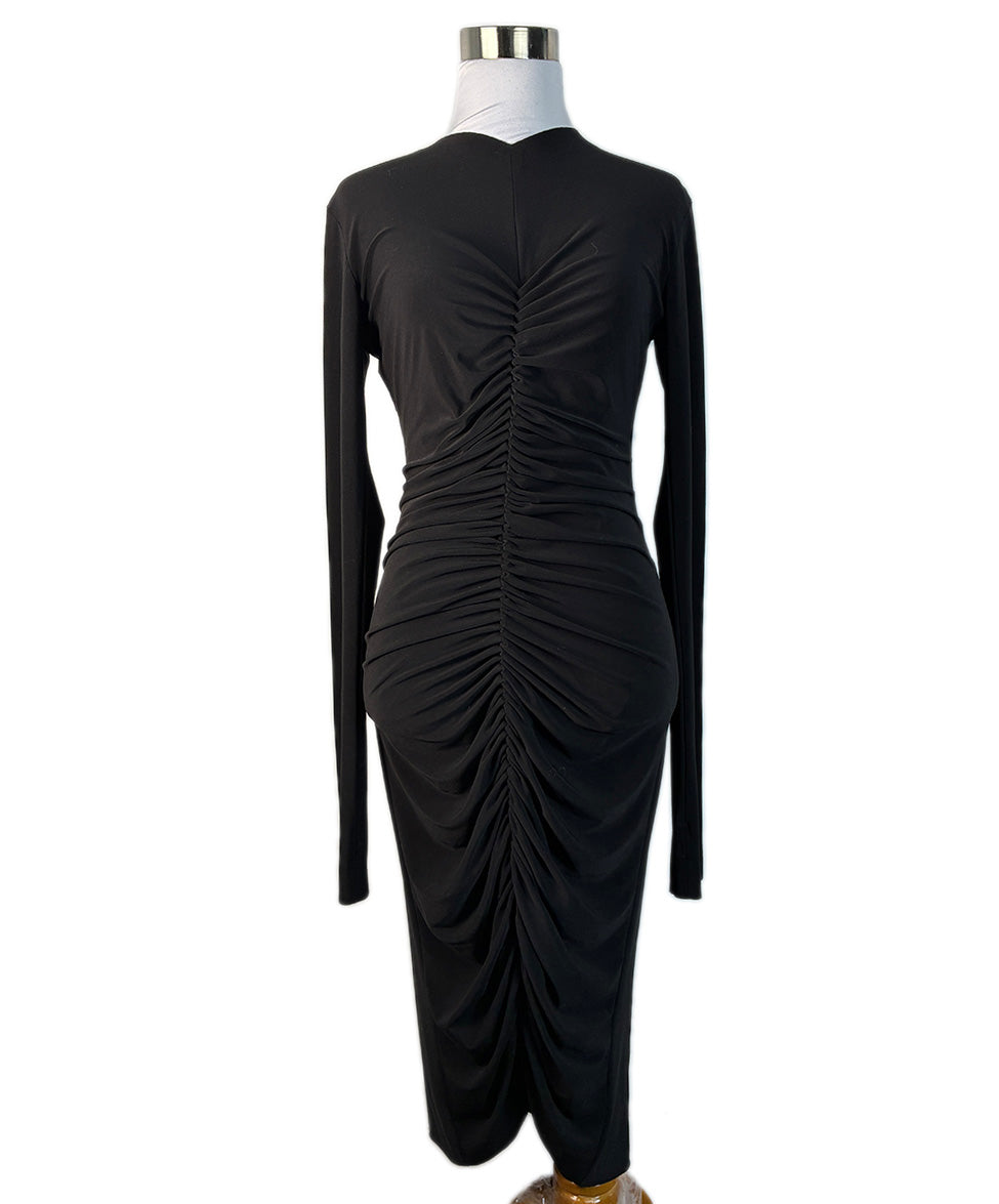 norma kamali ruched dress Norma Kamali Black Polyester Ruched Dress sz 6 l Michael's Luxury  Consignment – Michael's Consignment NYC