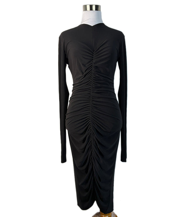 norma kamali ruched dress Norma Kamali Black Polyester Ruched Dress sz 6 l Michael's Luxury Consignment – Michael's Consignment NYC