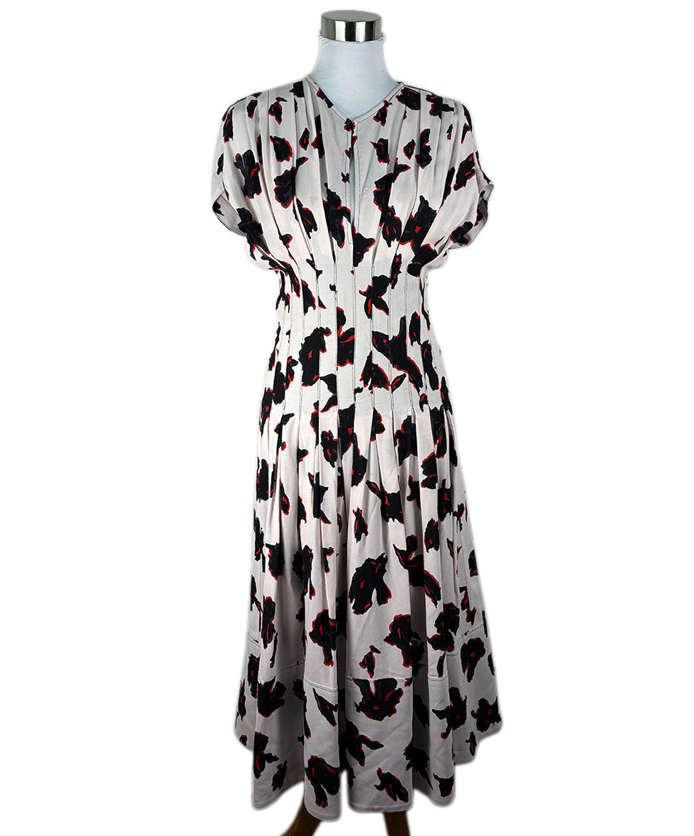 Proenza Schouler White Dress w/ Black and Red Florals Dress sz4