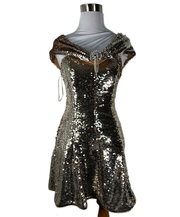 Self-portrait Metallic Gold Sequins Dress sz 2 l Michael's Luxury  Consignment  Michael's Consignment NYC