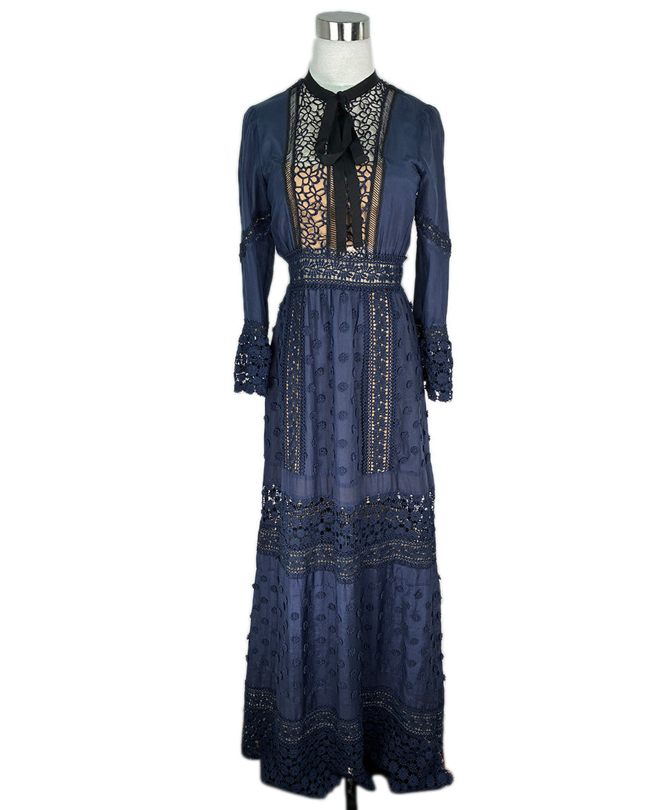 Self-portrait Navy Cotton Nude Lining Applique Dress sz 4 l Michael's  Luxury Consignment – Michael's Consignment NYC