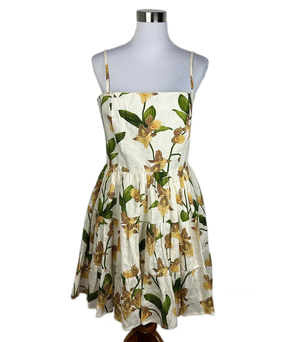 Agua Bendita White Yellow & Green Floral Print Linen Dress sz 10 l  Michael's Luxury Consignment – Michael's Consignment NYC