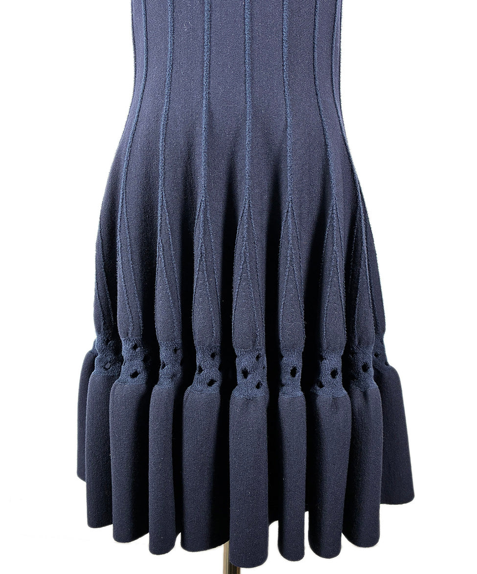 blue alaia dress Alaa Pleated Wool-blend Mini Dress - Women - Navy Dresses