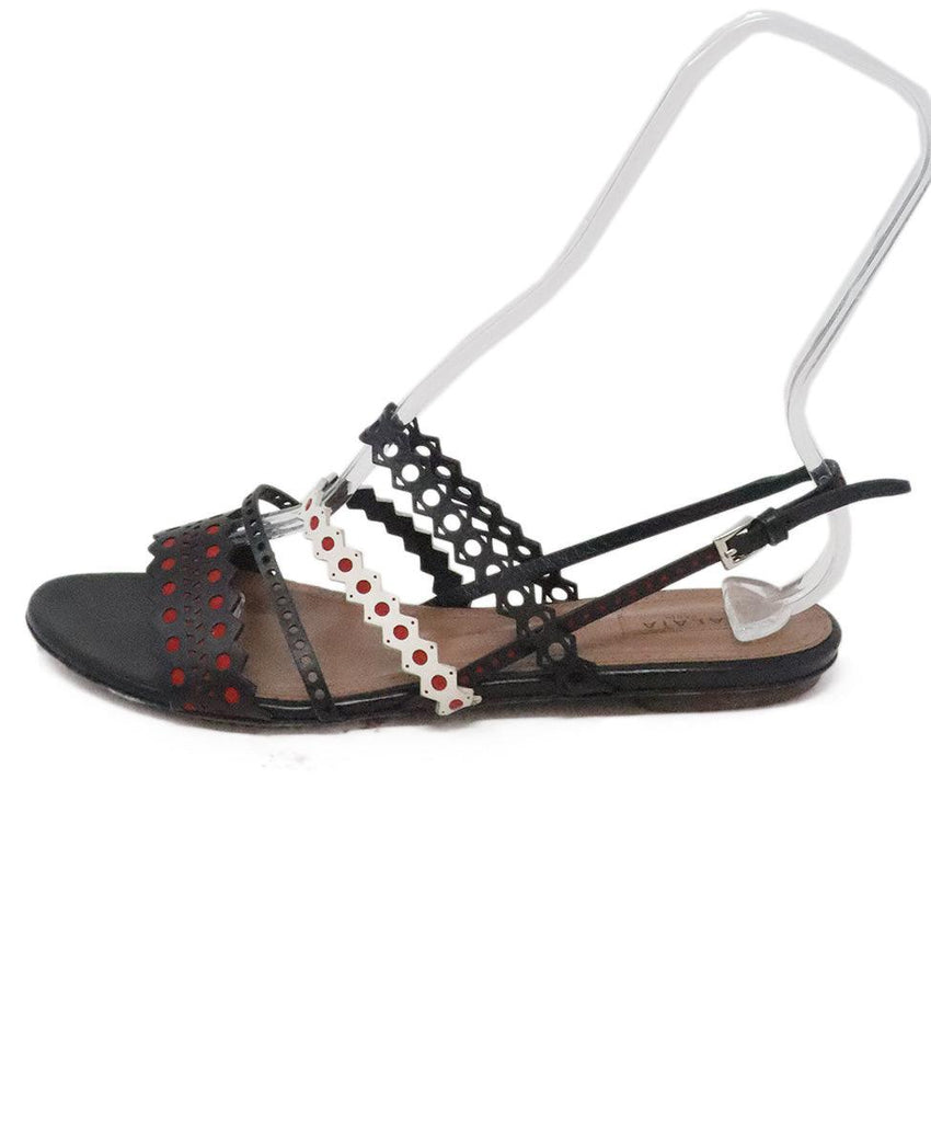 Alaia Black & Red Leather Sandals 1