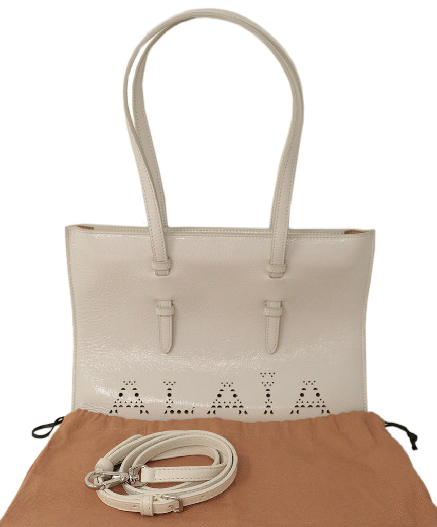 Alaia White Cutout Patent Leather Handbag 5