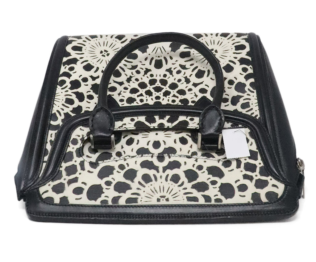 Alexander McQueen B&W Cutwork Satchel 4