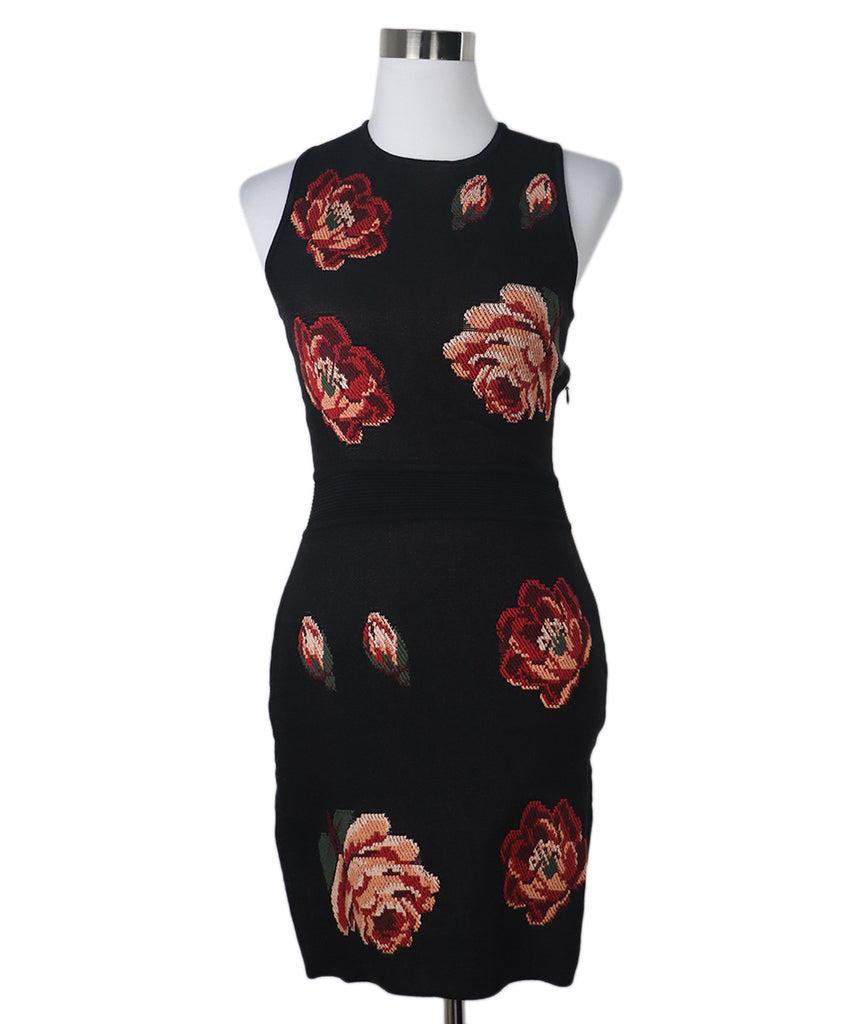 Alexander McQueen Black Floral Knit Dress 