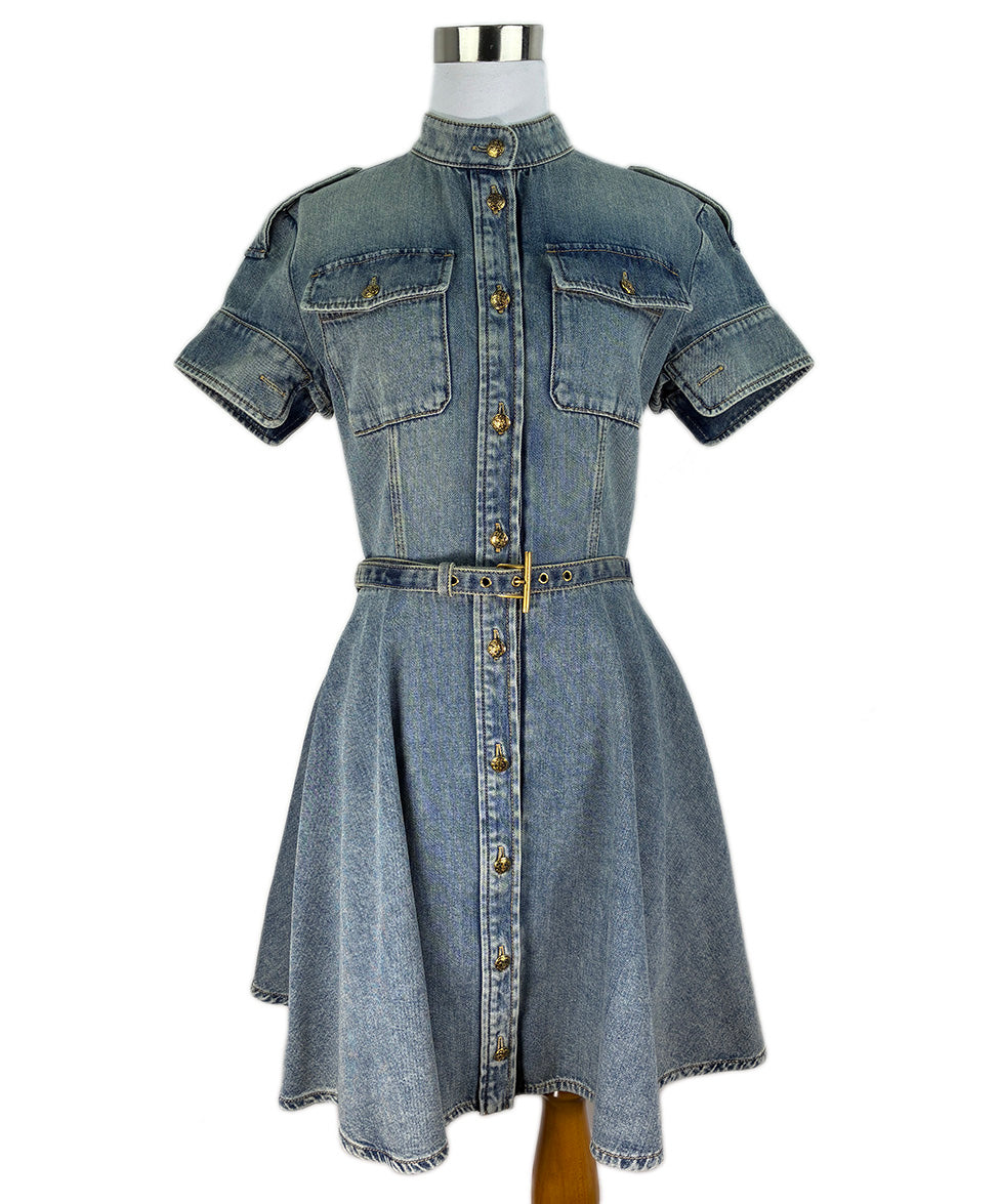alexander mcqueen denim mini dress Alexander McQueen Blue Denim dress W/Belt and W/Garment Bag sz 6 l  Michael's Luxury Consignment – Michael's Consignment NYC