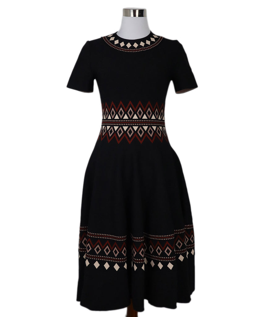 Alexander McQueen Black & Burgundy Print Dress 