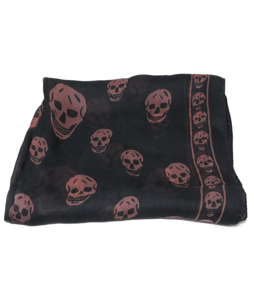 Alexander McQueen Grey & Pink Skull Scarf 1