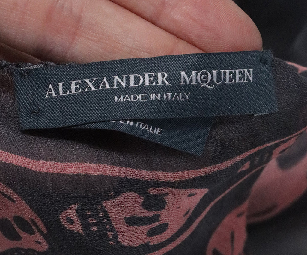 Alexander McQueen Grey & Pink Skull Scarf 3