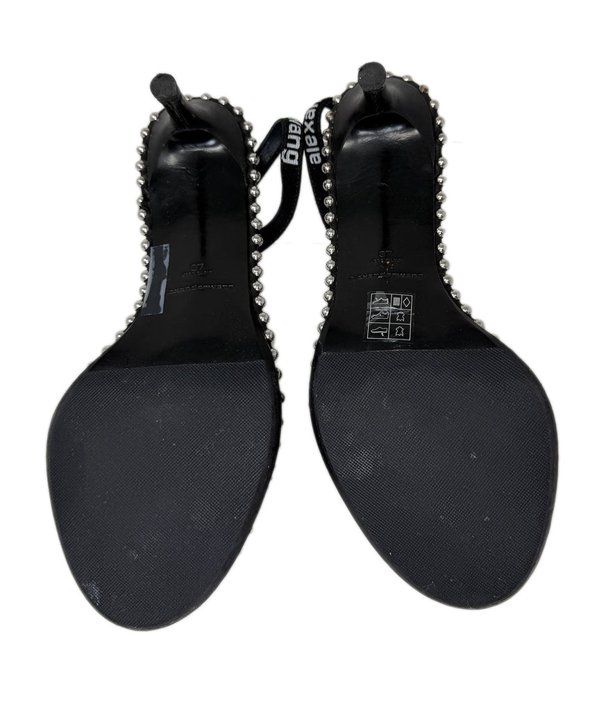 Alexander Wang Black Leather Clear Studded Sandals sz 7 l