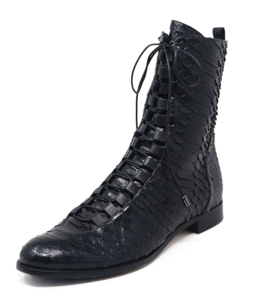 Alexandre Birman Black Python Leather Booties 