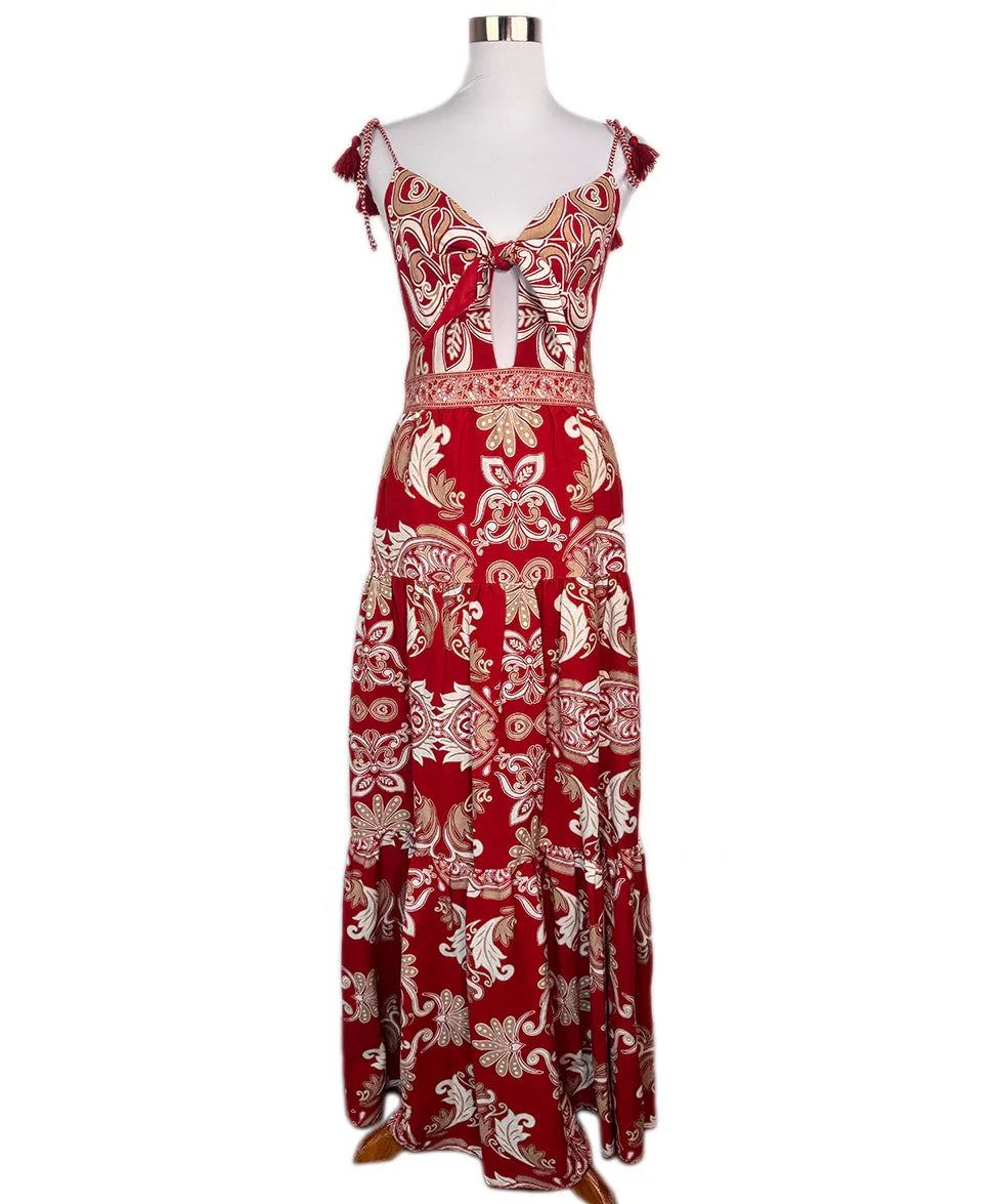 Alice + Olivia Red Print Cotton Dress sz6