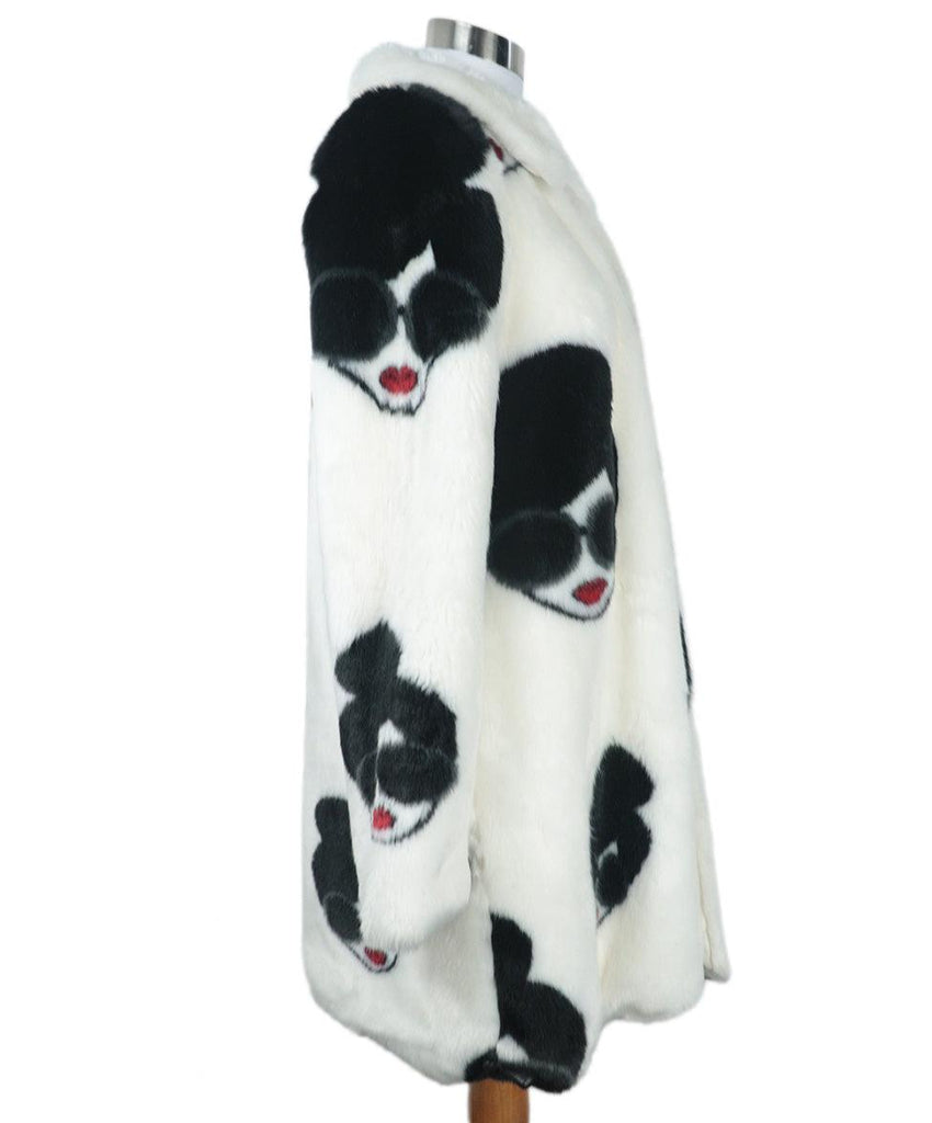 Alice + Olivia B&W Print Faux Fur Coat 1