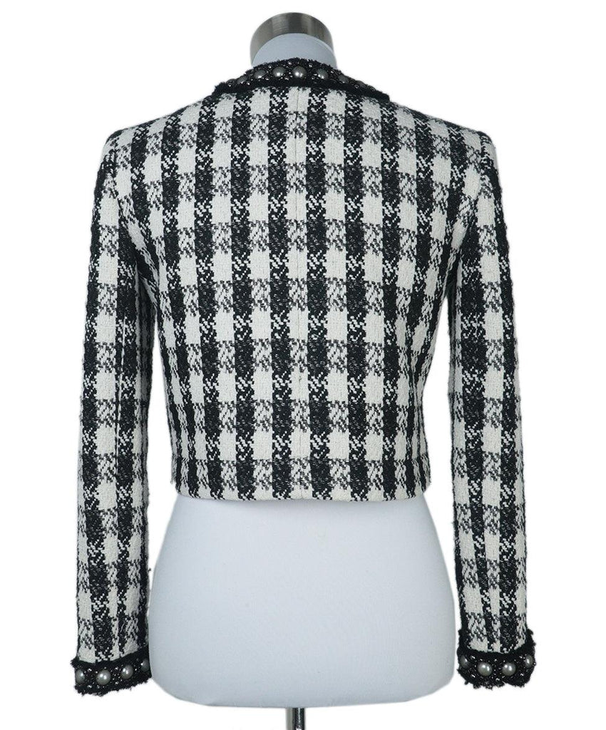 Alice + Olivia B&W Tweed Pearl Trim Jacket 2