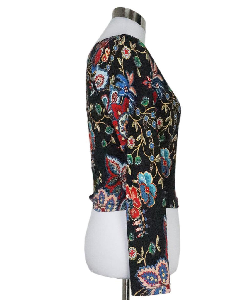 Alice + Olivia Black & Multicolor Print Top 1