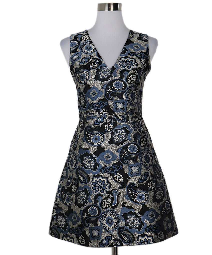 Alice + Olivia Blue & Silver Print Dress 