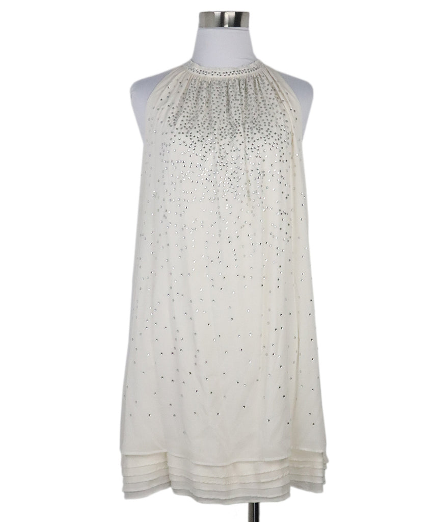 Alice + Olivia Ivory Silk Rhinestone Dress 