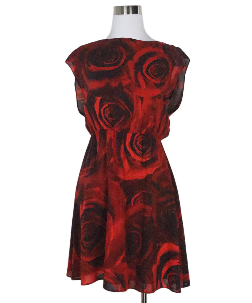 Alice + Olivia Red Floral Silk Dress 