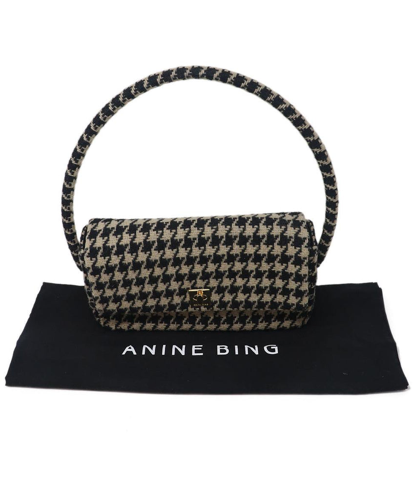 Annie Bing Beige & Black Houndstooth Shoulder Bag 5