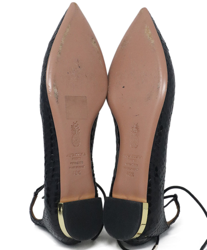 Aquazzura Black Snake Skin Flats 4