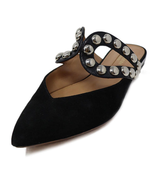 Aquazzura Black Suede & Leather Studded Flats sz 7.5 l Michael's