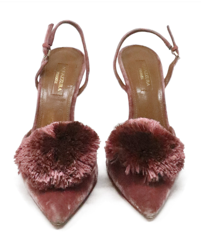 Aquazzura Mauve Velvet Slingback Heels 3