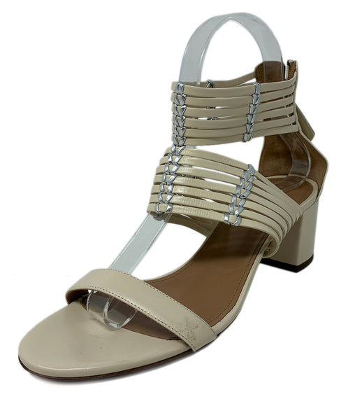 シザース Aquazzura Neutral Leather Silver Detail Sandals sz 7 l Michael's