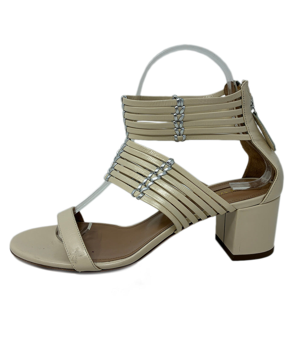 Aquazzura Neutral Leather Silver Detail Sandals sz 7 l Michael's