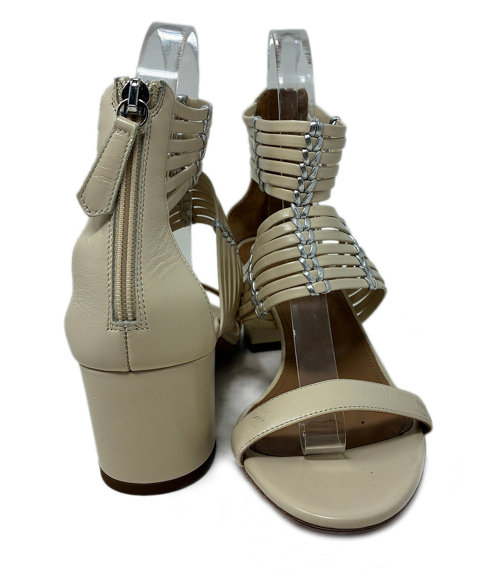 Aquazzura Neutral Leather Silver Detail Sandals sz 7 l Michael's