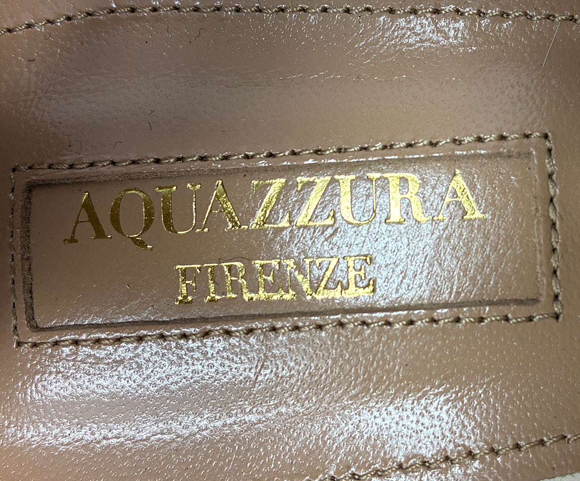Aquazzura Neutral Leather Silver Detail Sandals sz 7 l Michael's