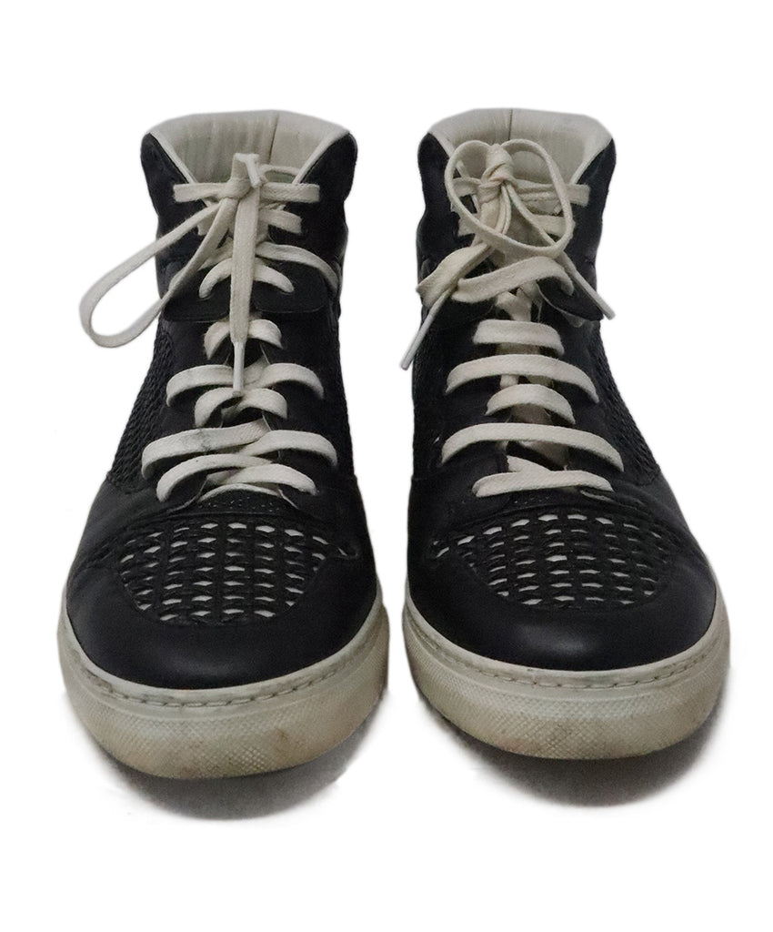 Balenciaga Black & White Leather Sneakers 3