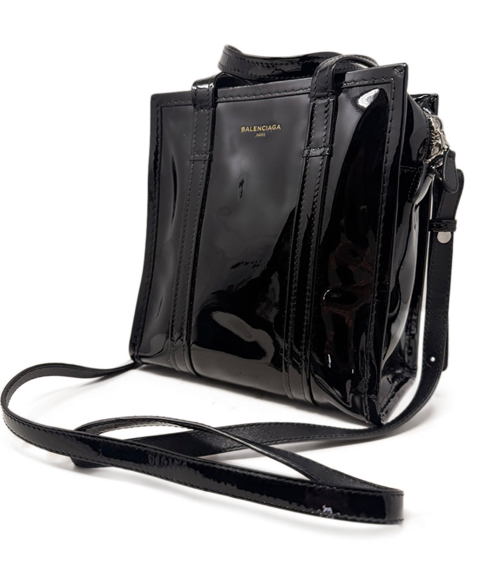 BALENCIAGA /BAZAR バレンシアガ / バザールS ブラック Balenciaga Bazar Black Patent Leather Handbag l Michael's Luxury
