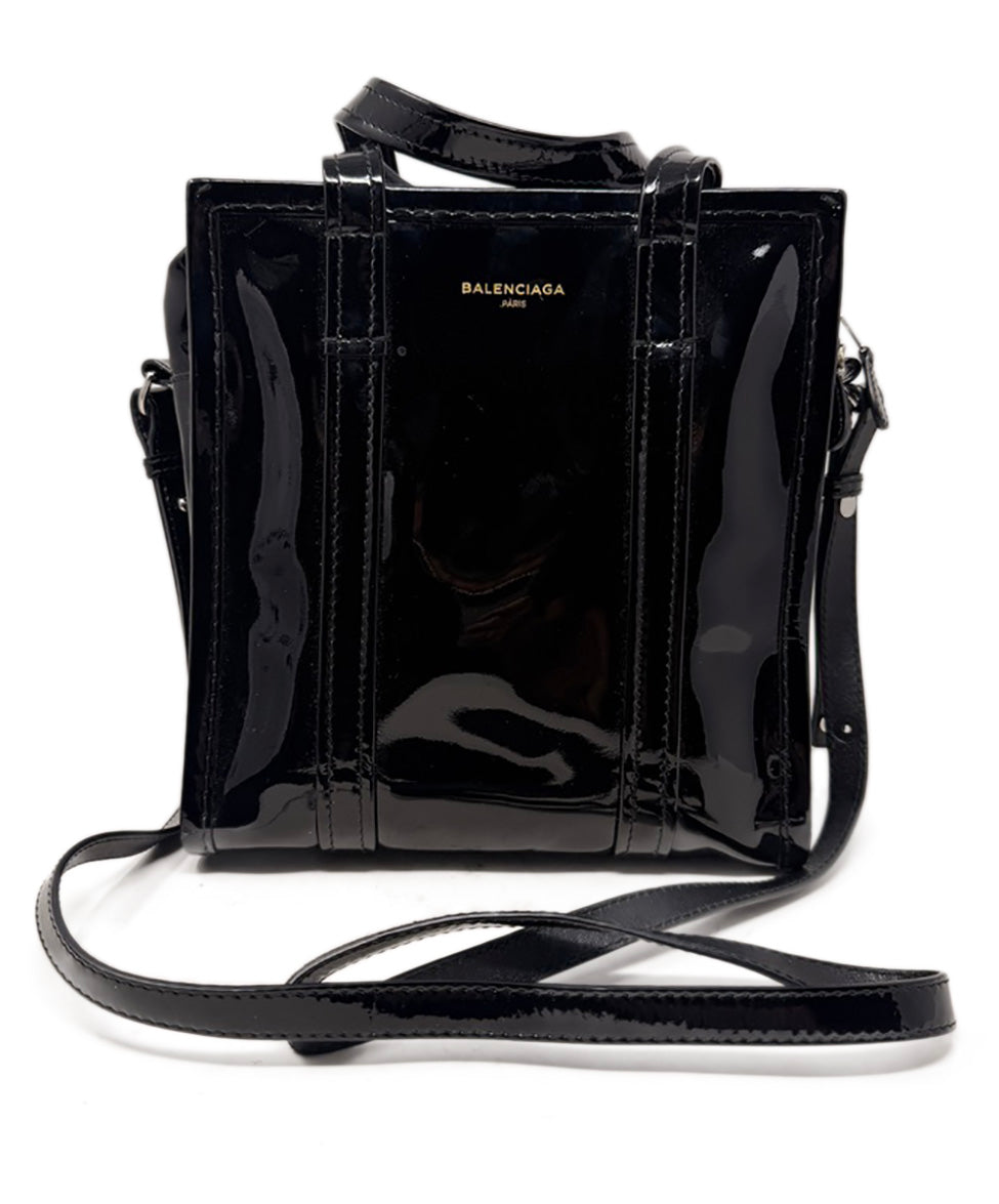 Balenciaga Bazar Black Patent Leather Handbag l Michael's Luxury