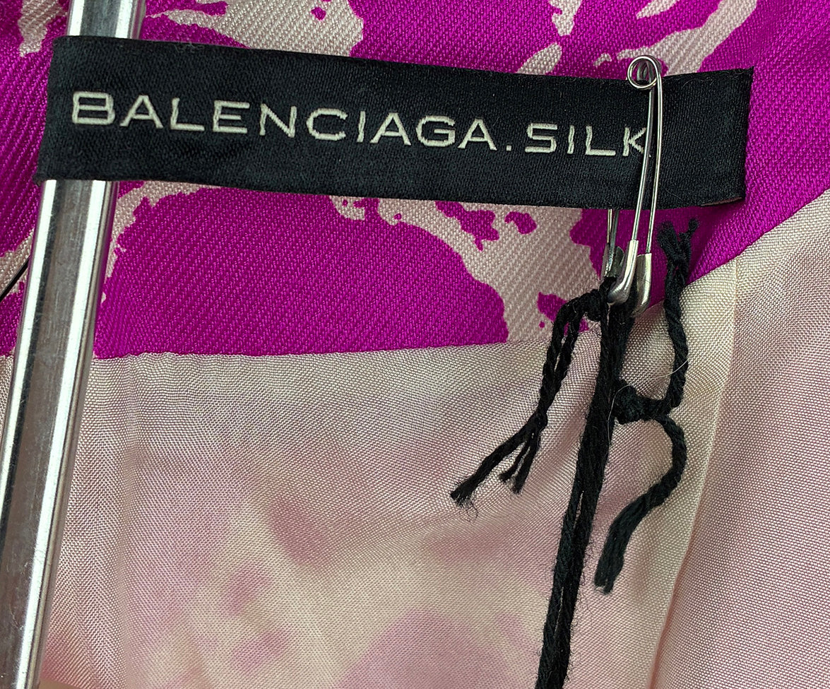 balenciaga purple dress Balenciaga Purple White Silk Dress Sz 4