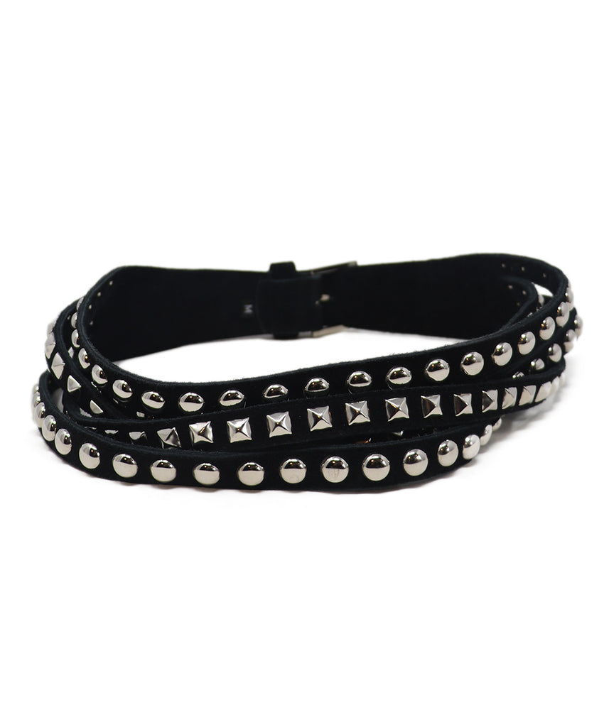 Black Suede Silver Studded Belt 1