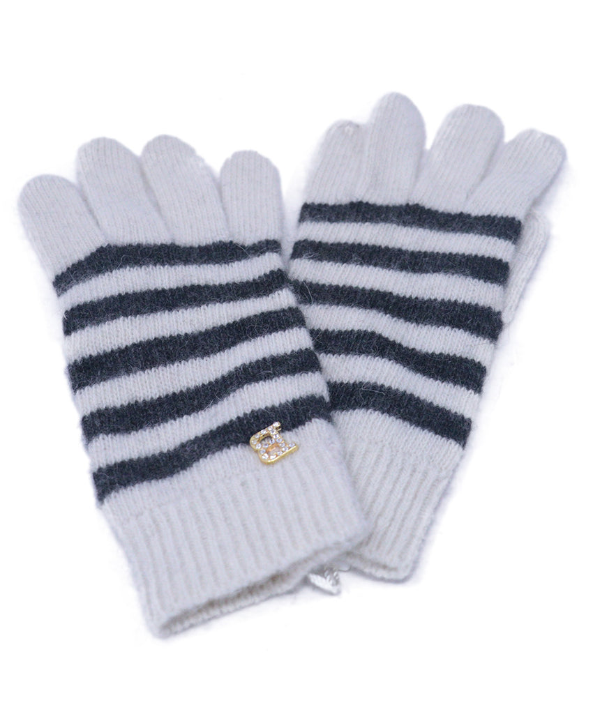 Blumarine Ivory & Charcoal Wool Gloves 1