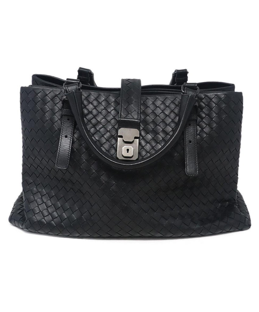 Bottega Veneta Black Woven Leather Satchel 