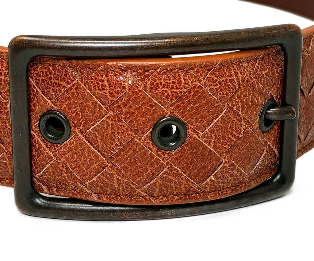 Bottega Veneta Brown Cognac Woven Leather Belt l Michael display picture 1