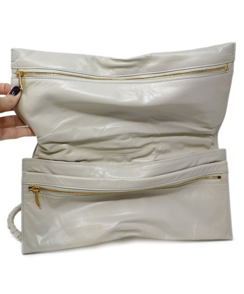 Bottega Veneta Ivory Leather Clutch 5