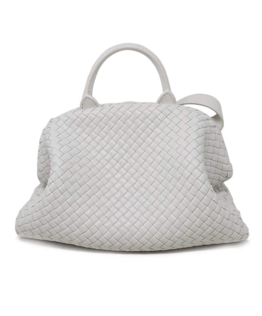 Bottega Veneta White Intrecciato Medium Handle Bag 