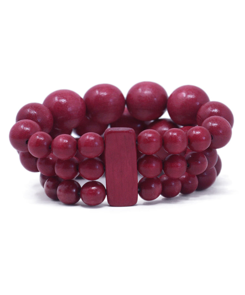 Red Wood Bead Bracelet 1