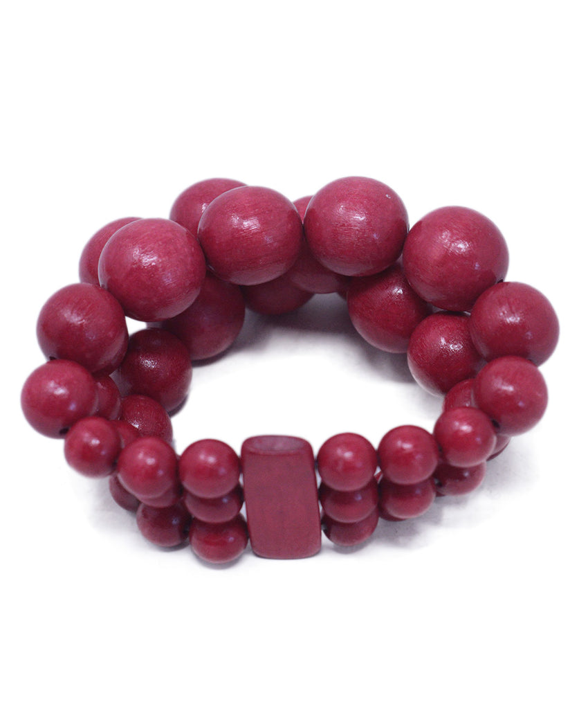 Red Wood Bead Bracelet 2